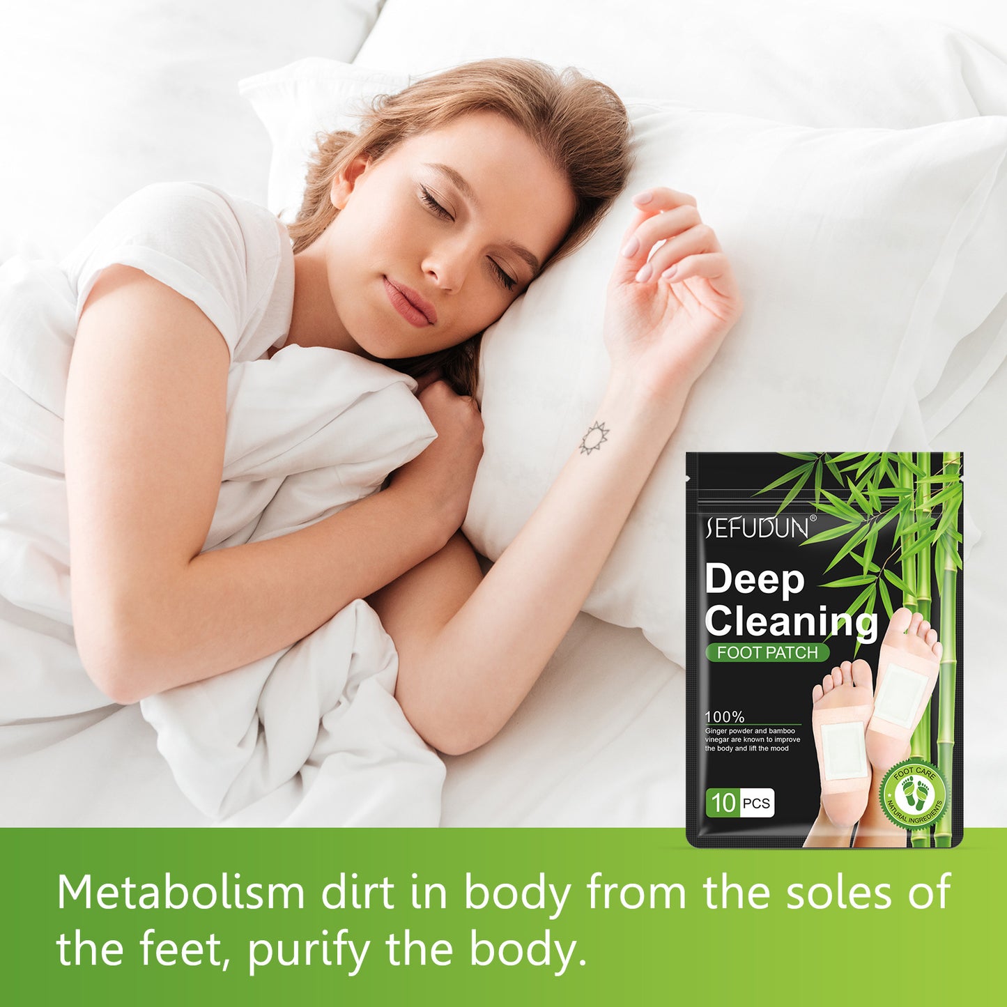 Sefudun Bamboo Charcoal Foot Patches – Moisture & Odor Control Foot Pads (10-Pack)