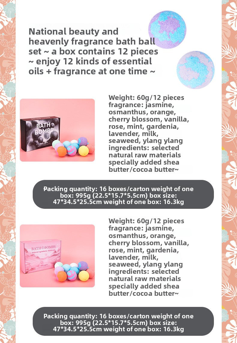 Fragrant Bath Salt Ball Gift Set – Essential Oil Bubble Bath Balls (12-Piece)