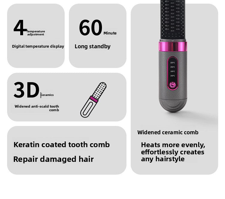 Wireless Negative Ion Hair Straightening Comb