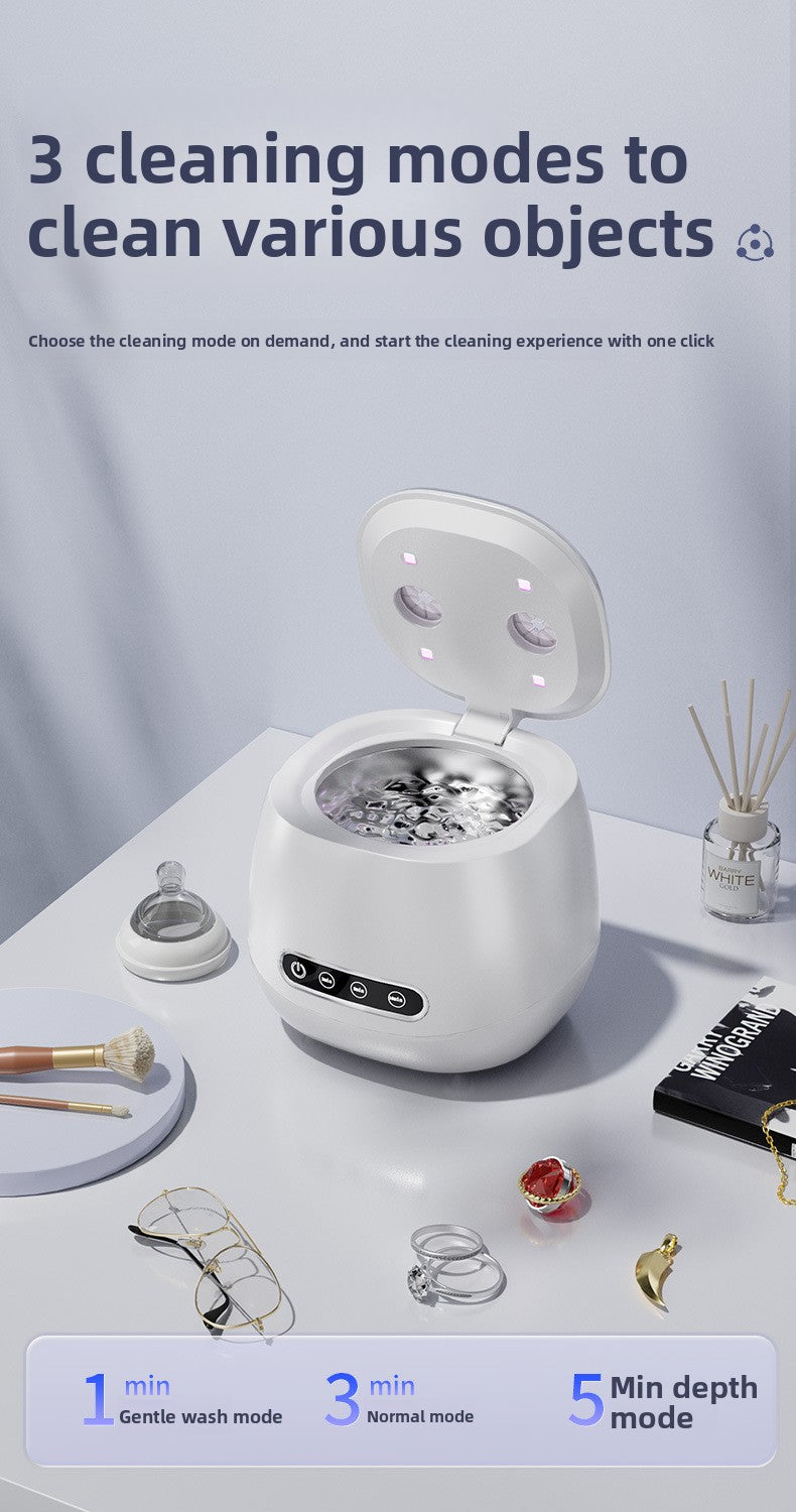 USB Ultrasonic Retainer & Jewelry Cleaner with UV Blue Light – Portable Deep Cleaning Tank