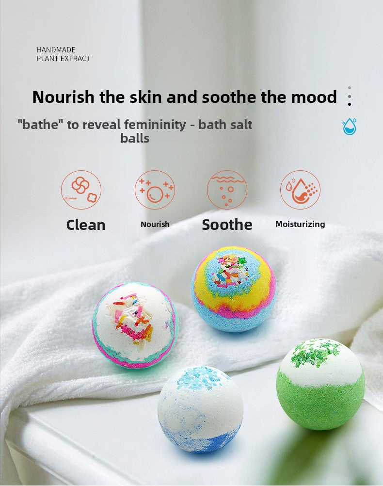 Dried Flower Bath Ball Gift Set – Essential Oil Bubble Bath Balls (4‑Piece)