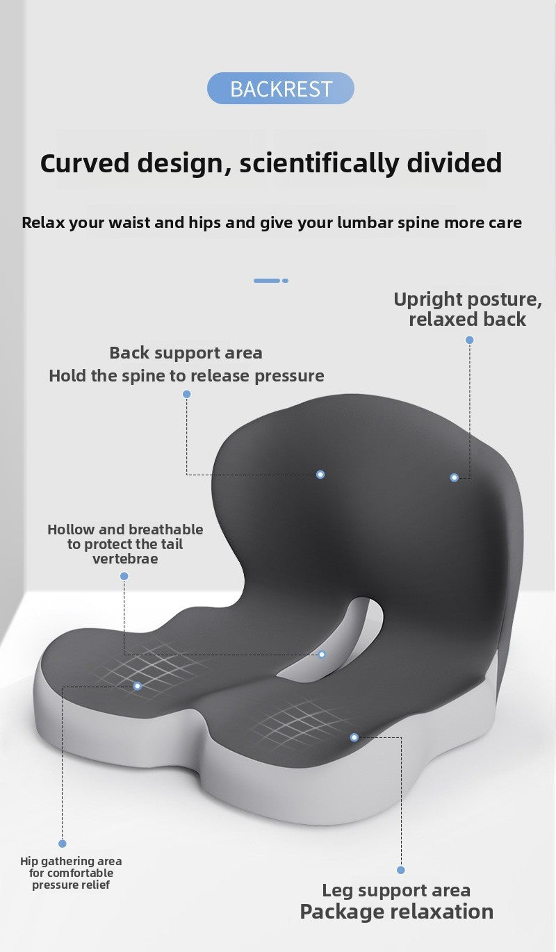 Memory Foam One-Piece Seat Cushion with Backrest – Ergonomic Chair Support (Grey)