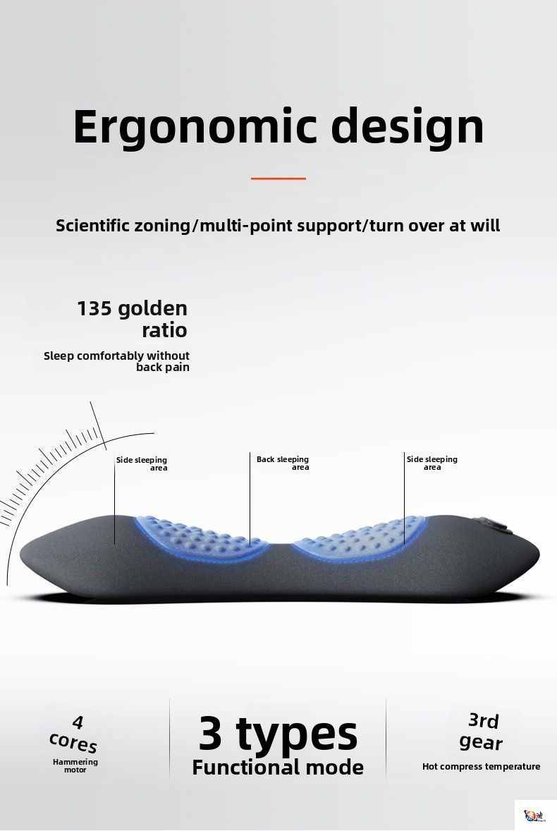 Memory Foam Heated Massage Lumbar Pillow – Ergonomic Back Support (Dual & Triple Function)