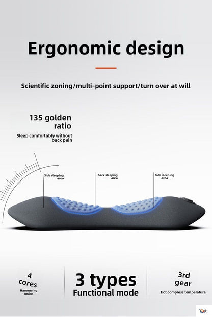 Memory Foam Heated Massage Lumbar Pillow – Ergonomic Back Support (Dual & Triple Function)