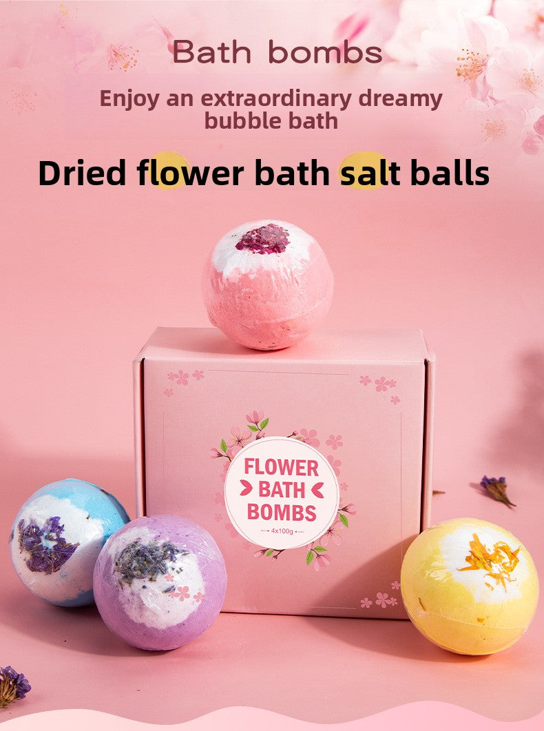 Dried Flower Bath Salt Balls – Essential Oil Aromatherapy Bath & Gift Set