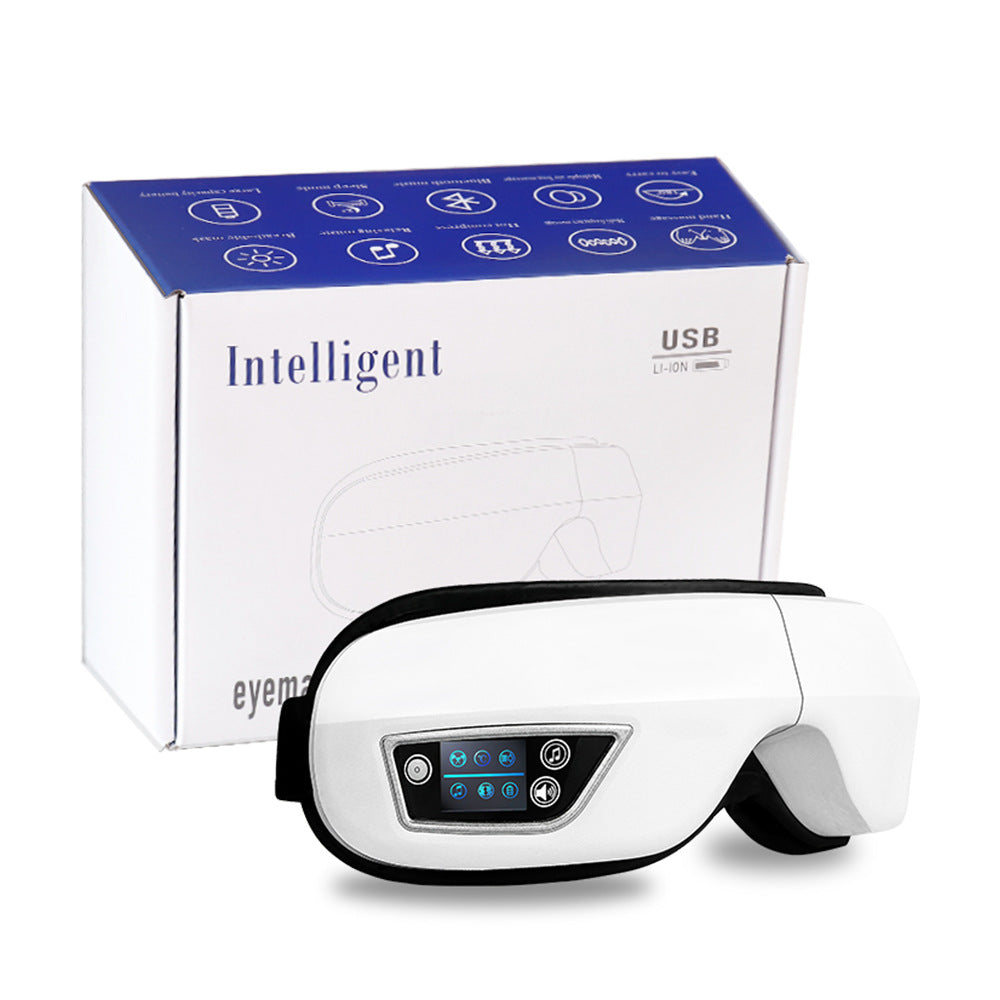 6D Smart Eye Massager – Heated Vibration Eye Mask with Air Compression & Bluetooth Music