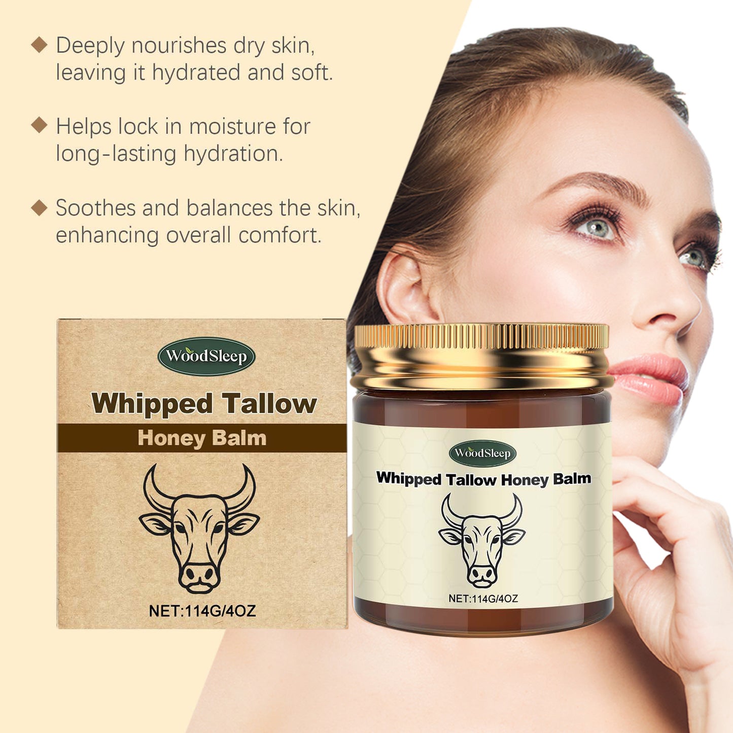 Whipped Tallow Butter and Honey Body Cream 114g