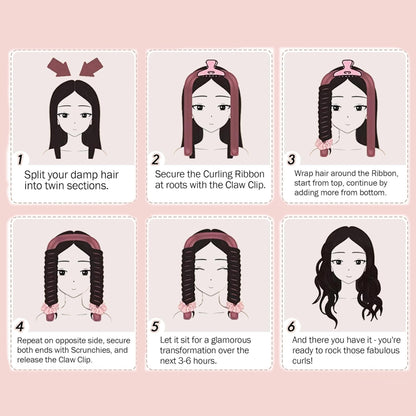 No-Heat Satin Curling Set – Handmade Wave & U-Shaped Hair Curler