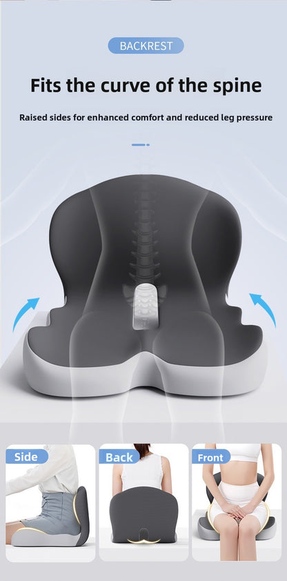 Memory Foam One-Piece Seat Cushion with Backrest – Ergonomic Chair Support (Grey)