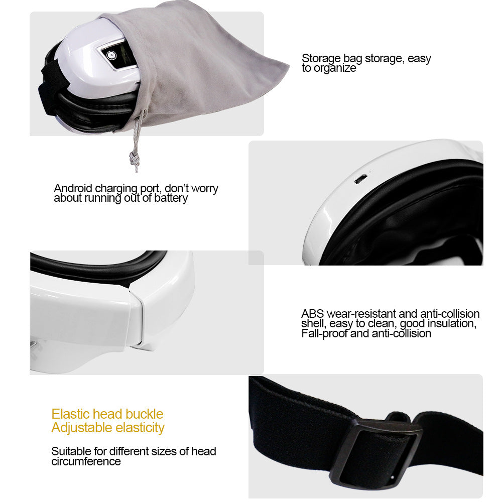 6D Smart Eye Massager – Heated Vibration Eye Mask with Air Compression & Bluetooth Music