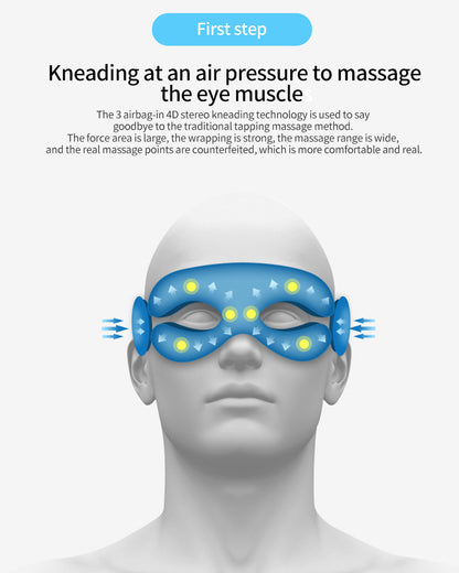 6D Smart Eye Massager – Heated Vibration Eye Mask with Air Compression & Bluetooth Music