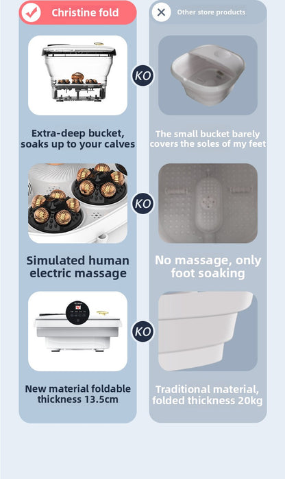 Foldable Electric Foot Spa Bath – Heated Collapsible Foot Soaker with Massage & Remote