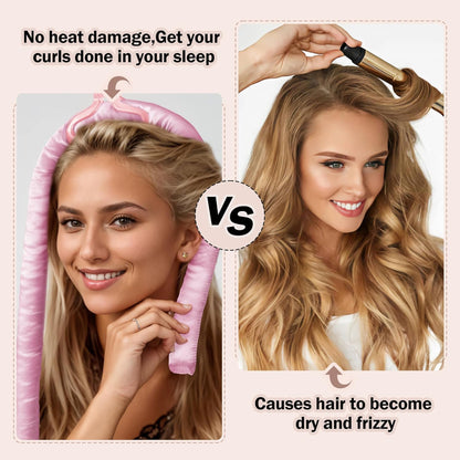 No-Heat Satin Curling Set – Handmade Wave & U-Shaped Hair Curler