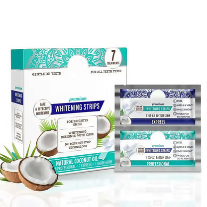 Guru Nanda Coconut Mint Teeth Whitening Strips – 14-Strip Dental Whitening Kit