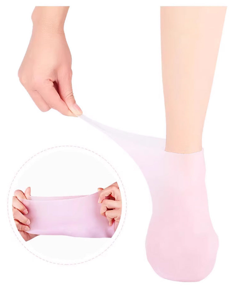 Silicone Moisturizing Heel Socks – Reusable Anti-Crack Foot Sleeve