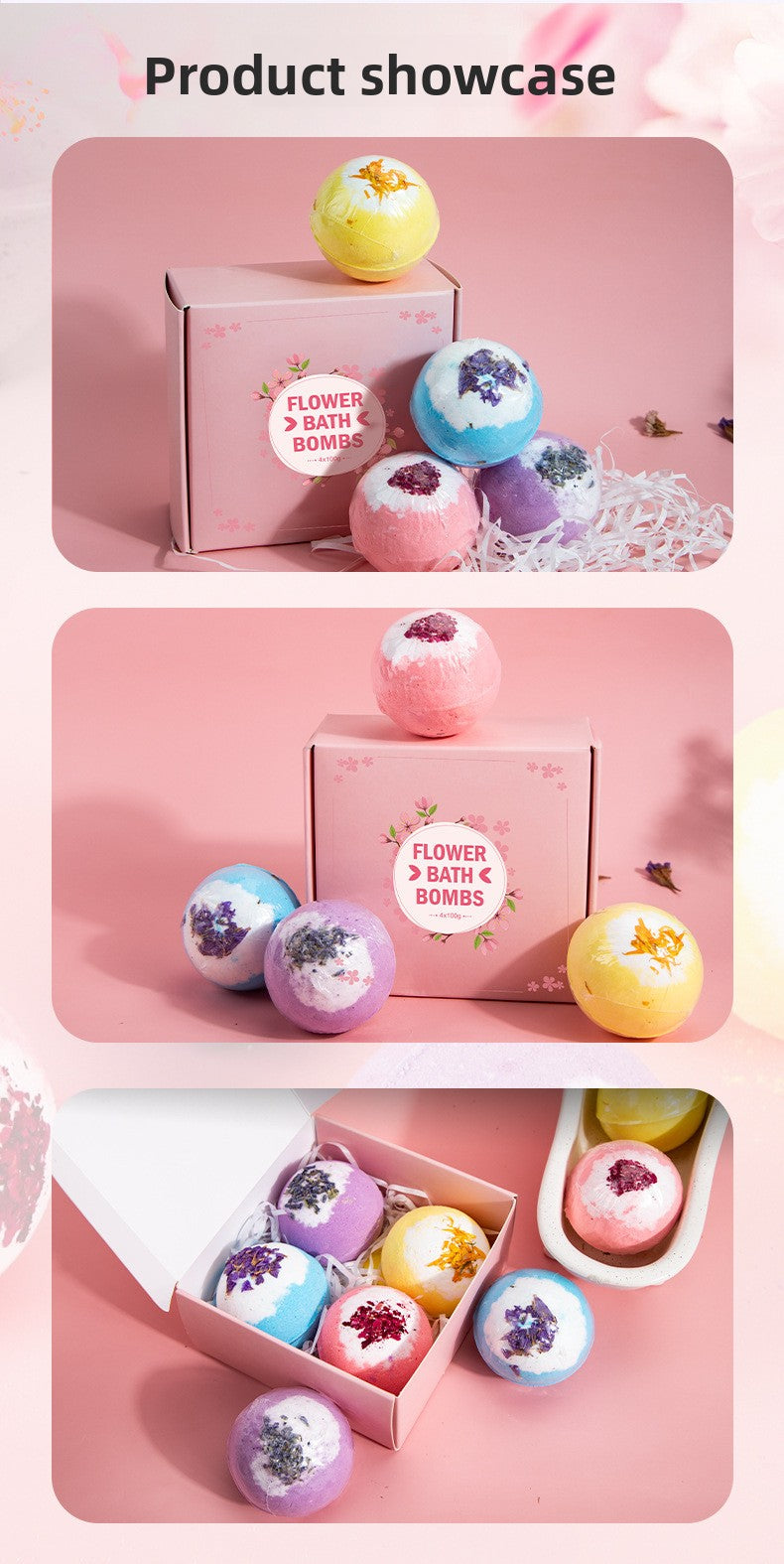 Dried Flower Bath Salt Balls – Essential Oil Aromatherapy Bath & Gift Set