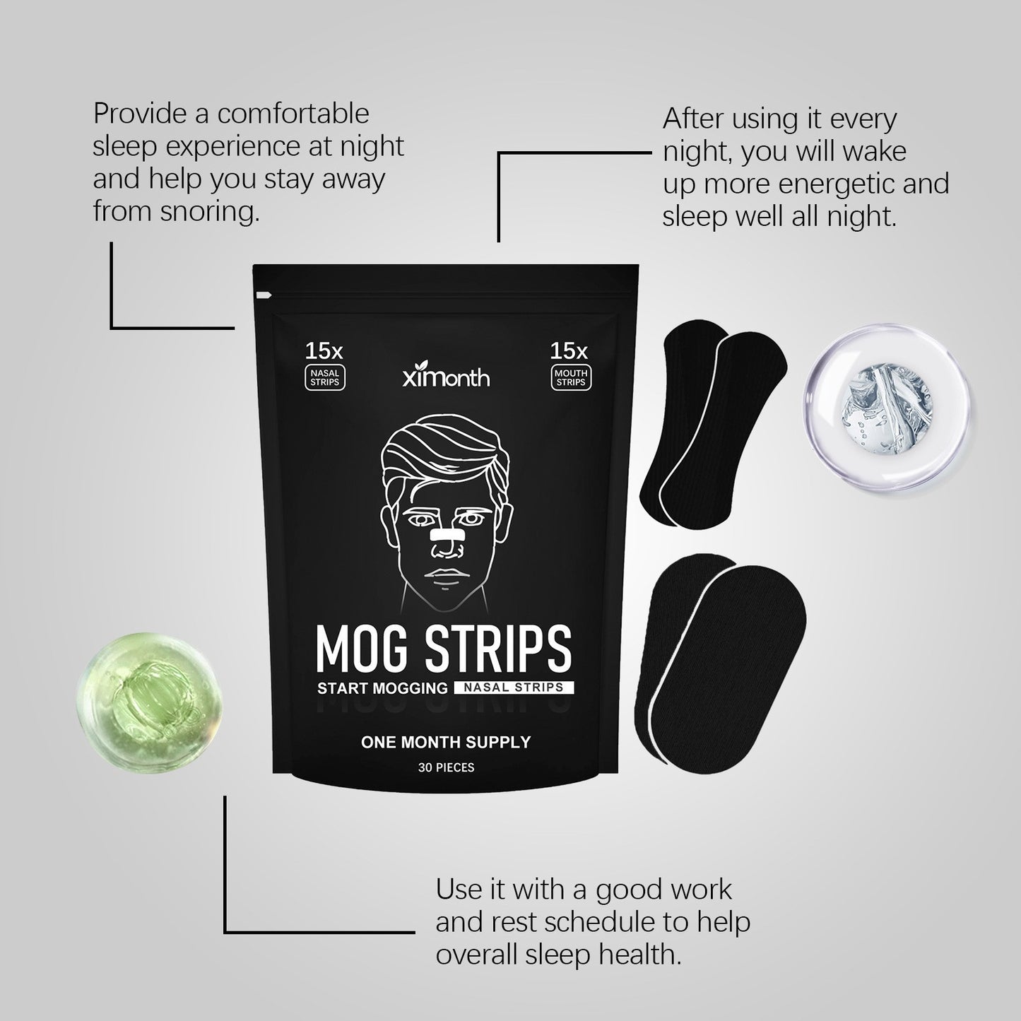 Sleep Care Snoring Patch Set – Nose & Mouth Nighttime Comfort Strips (30 Pack)