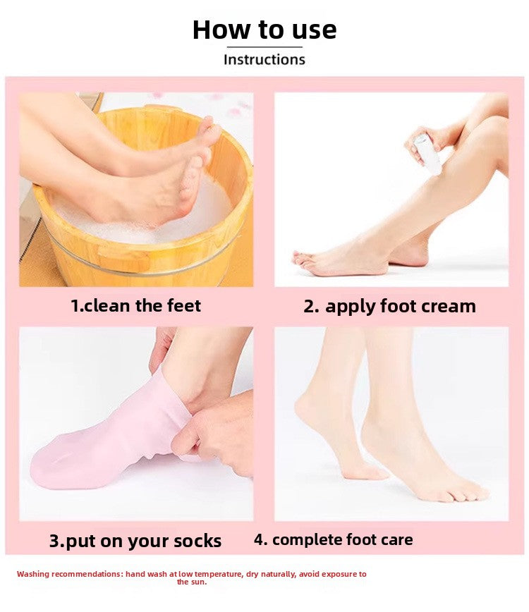 Silicone Moisturizing Heel Socks – Reusable Anti-Crack Foot Sleeve