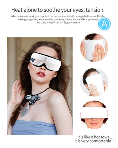 6D Smart Eye Massager – Heated Vibration Eye Mask with Air Compression & Bluetooth Music