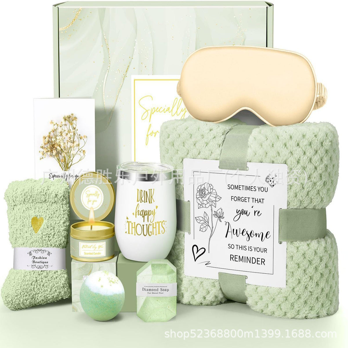 “Not a Day Over Fabulous” Spa & Birthday Gift Box – Candle, Mug, Blanket & Self‑Care Set, view 9