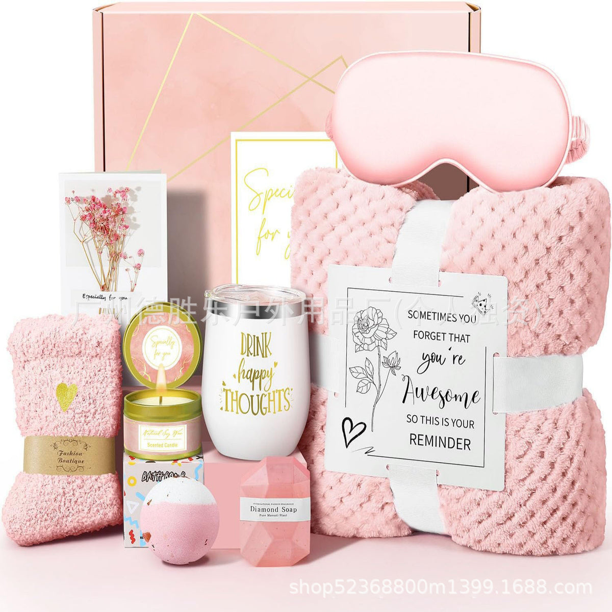 “Not a Day Over Fabulous” Spa & Birthday Gift Box – Candle, Mug, Blanket & Self‑Care Set, view 8