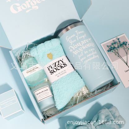 Popular scented candle gift set Mother's Day gift bath gift box Handmade soap eye mask towel souvenir