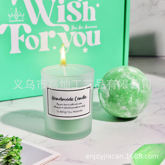 Cross-border new green gift set, scented candle socks, Mother's Day gift, bath gift, condolence gift box