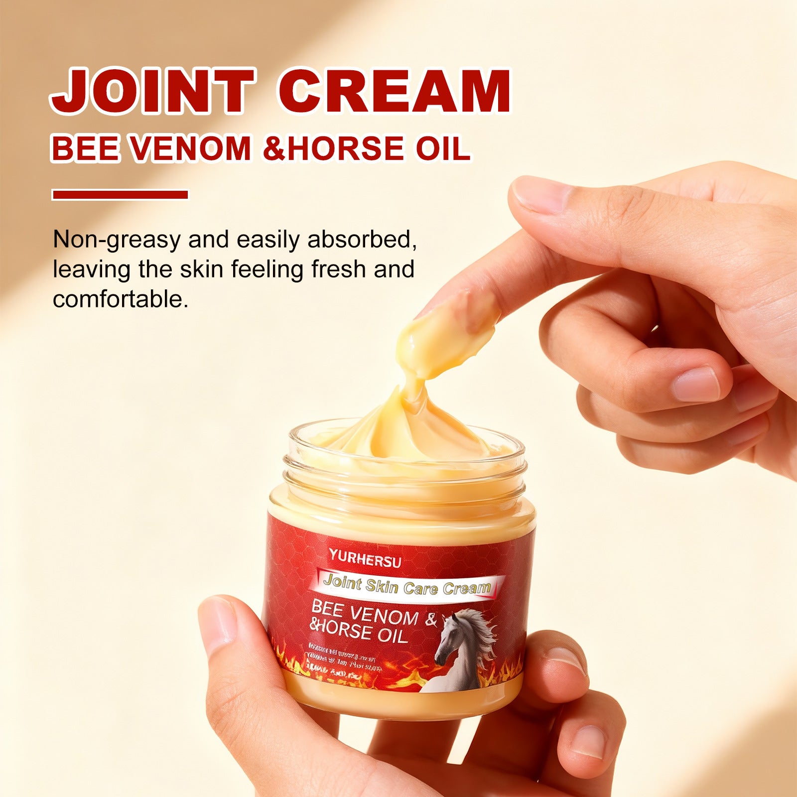 YURHERSU Cross-border Bee Venom Horse Oil Cream Soothing Joint Discomfort Knees Lumbar Shoulder Neck Massage Care Cream in stock