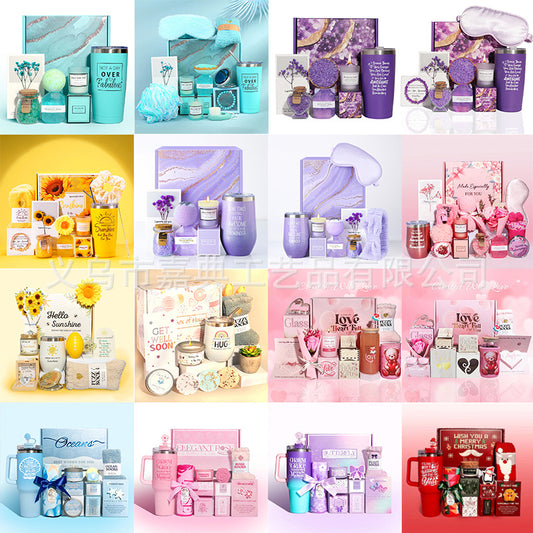 Cross-border bath gift set, bath spa gift box, scented candle souvenir, high-end birthday gift for women