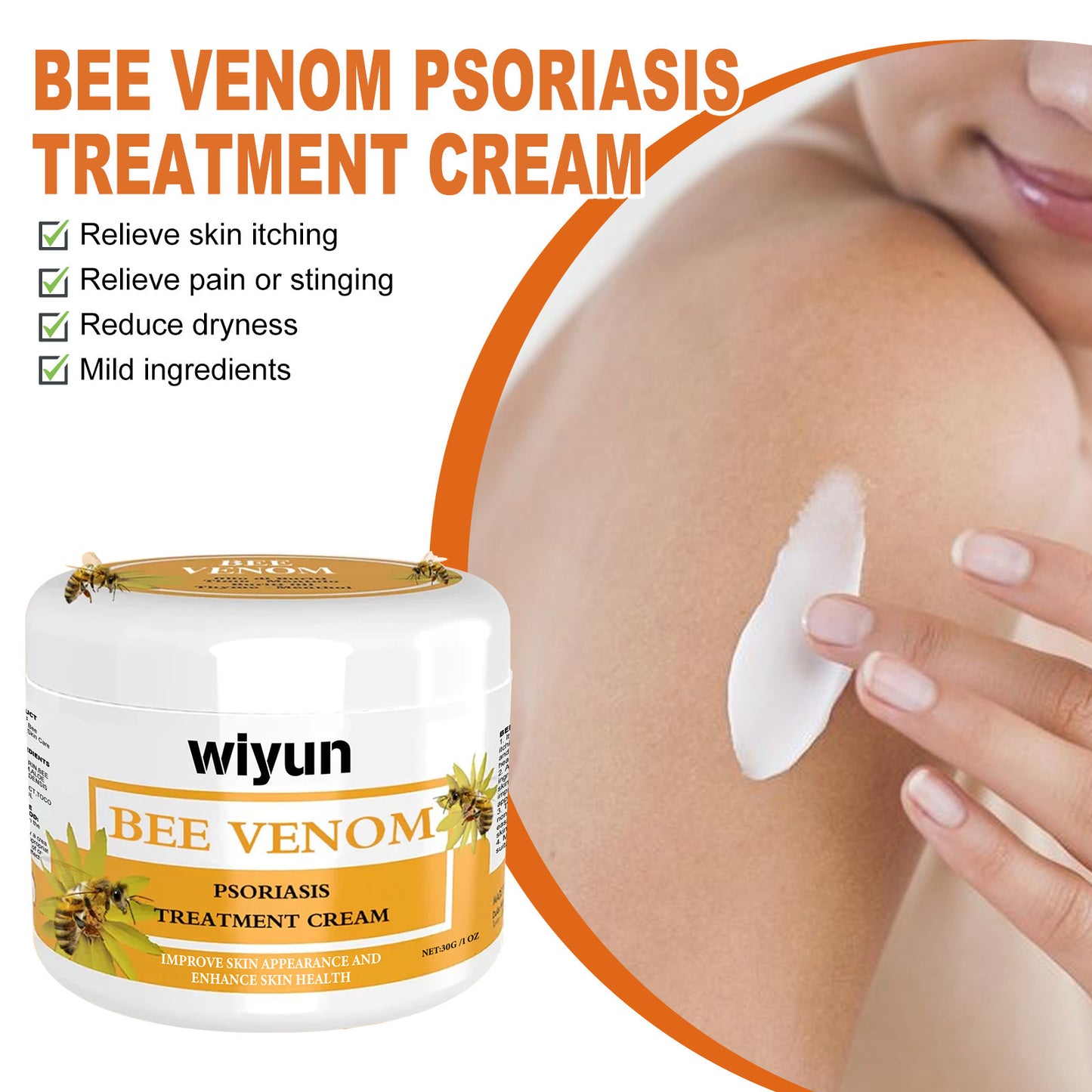 WIYUN Bee Venom Pseudonia, Moss Cream Repairs Itchy Hands and Feet, Moisturizes and Smoothes Skin, Care Cream Feet