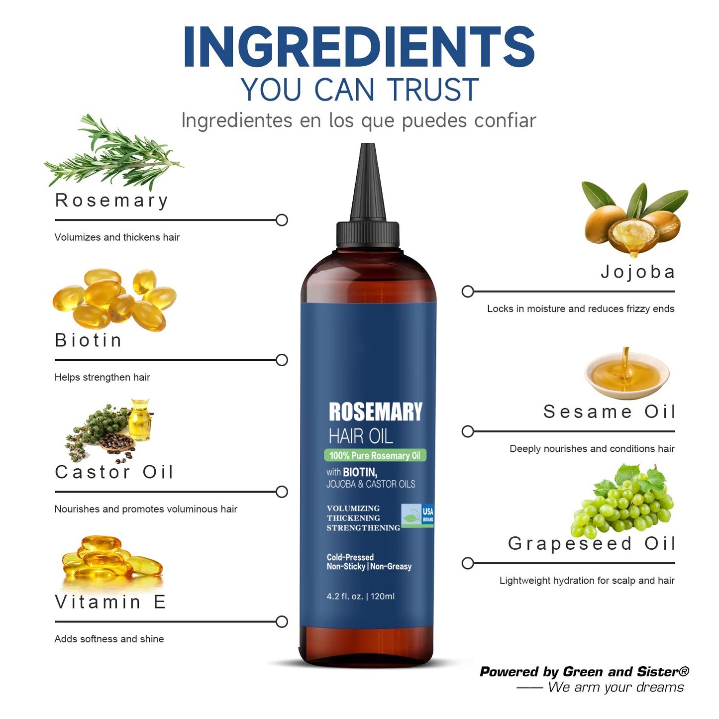 迷迭香护发精油跨境护肤品美妆蓖麻油橄榄油tk美区独立站虾皮外贸