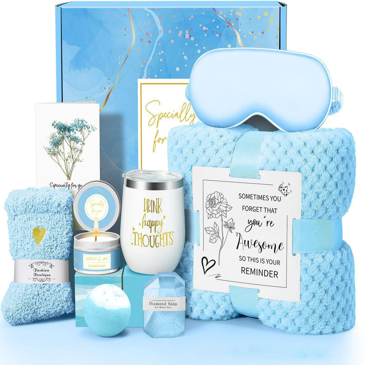 “Not a Day Over Fabulous” Spa & Birthday Gift Box – Candle, Mug, Blanket & Self‑Care Set, view 12
