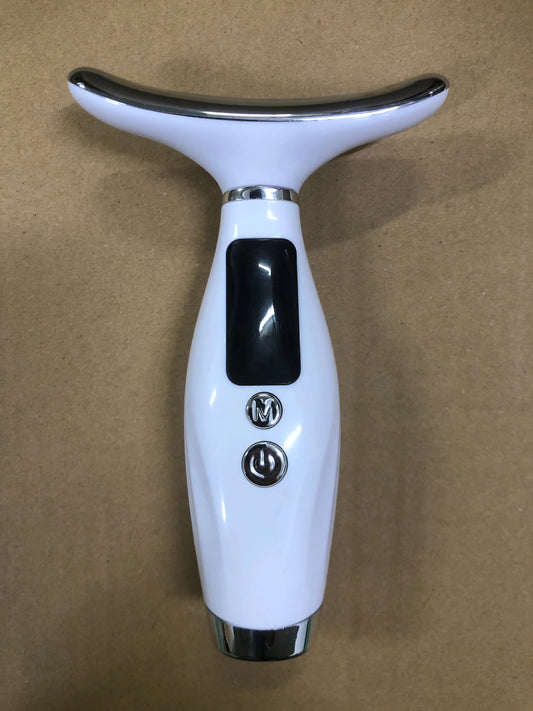 Portable 7-Color LED Light Therapy Face and Neck Massager with Adjustable Vibration for Skin Tightening and Anti-Wrinkle Treatment