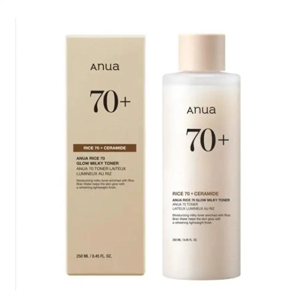 Anua Rice 70 Glow Milky Toner and Rice Ceramide Cleansing Foam for Long-Lasting Moisturization and Gentle Deep Nourishment