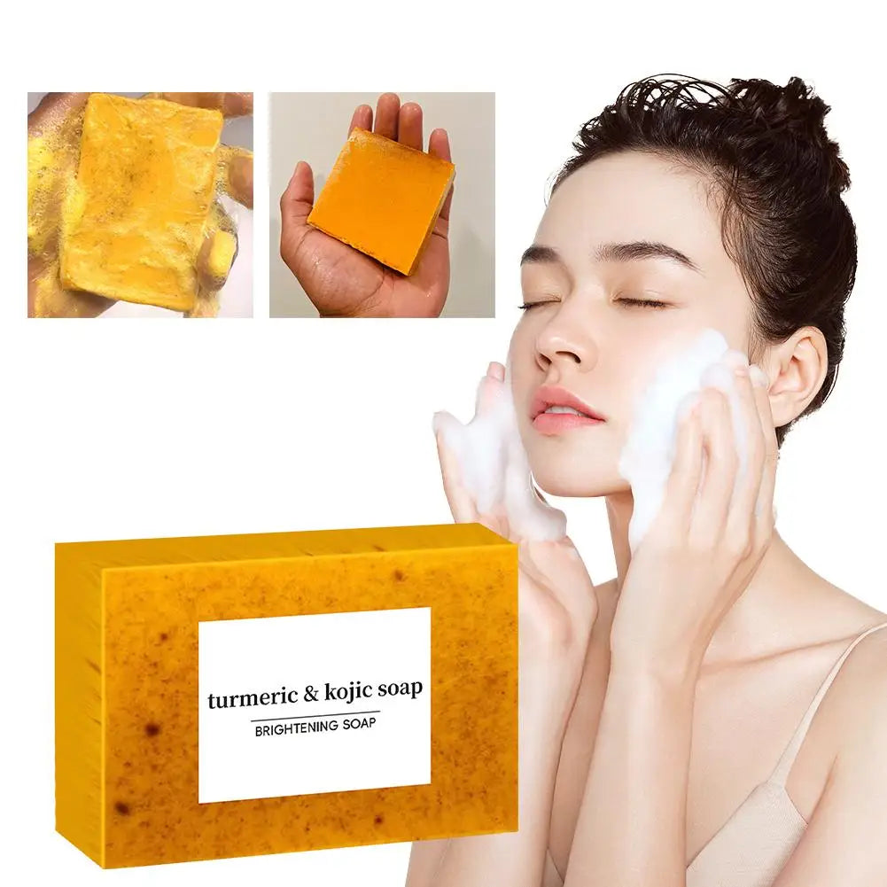 100G Turmeric Hand Made Soap, Lemon Kojic Acid Soap, Shower and Facial Soap Body Care 1/3/5Pcs