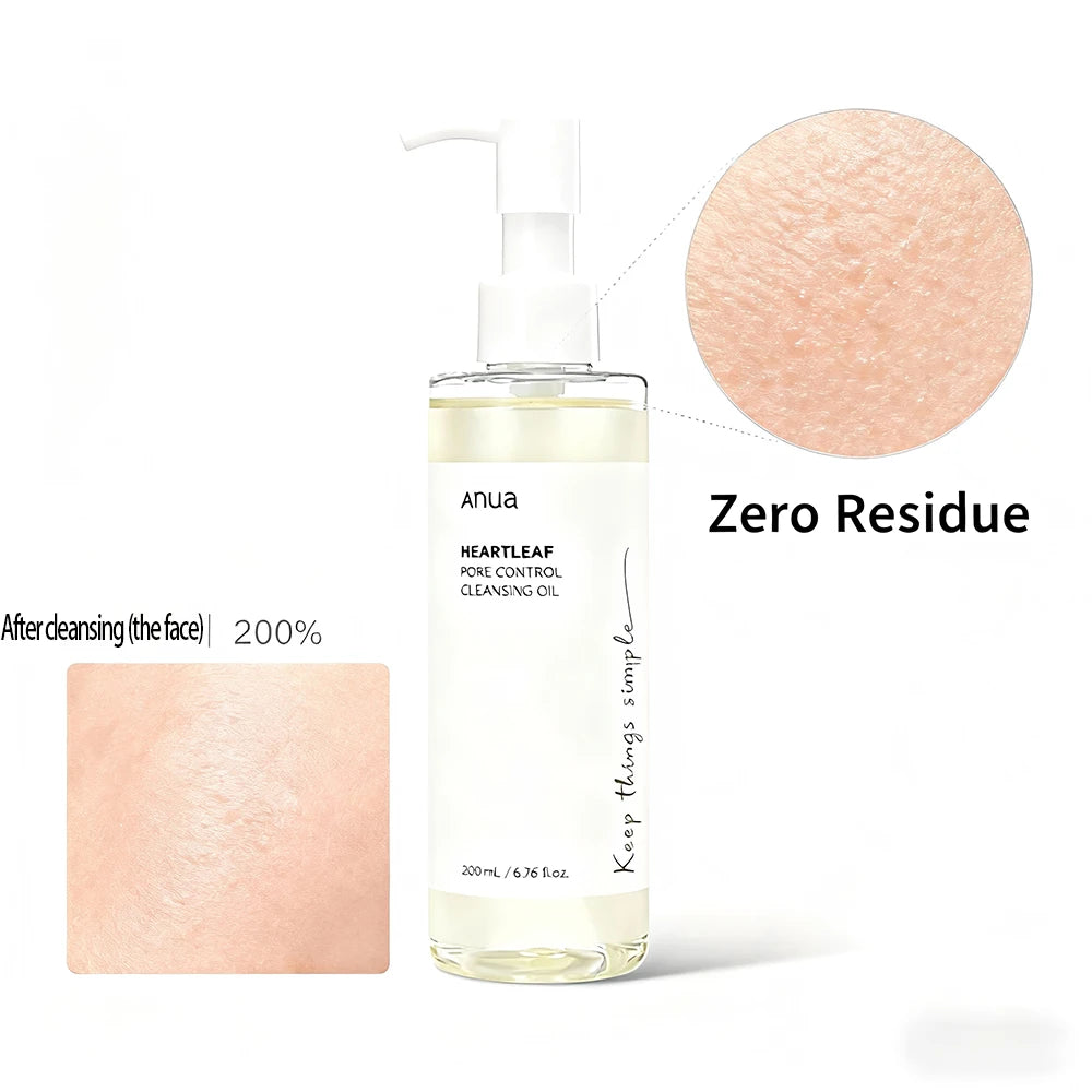Anua Heartleaf Pore Control Cleansing Oil Remover Gentle Facial for Oily Skin Deep Cleansing Makeup Remover Korean Skincare