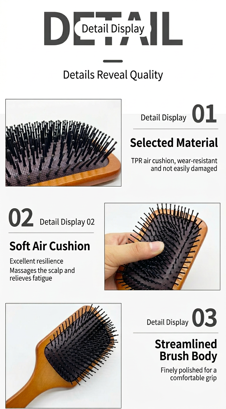 Aveda Air Cushion Comb, Airbag Massage Wooden Comb, Women's Home Use, Mini, In Stock, Raw Wood, Factory Direct Hair Care