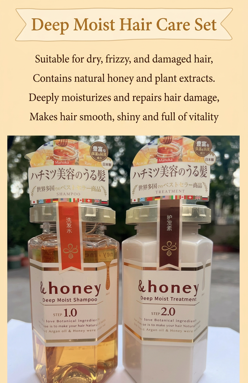 &honey Japanese Honey Shampoo & Treatment – Deep Moist & Color Care (440–445 ml)