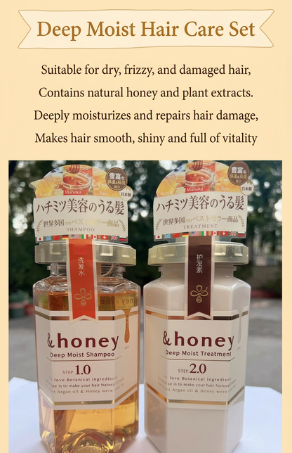 &honey Japanese Honey Shampoo & Treatment – Deep Moist & Color Care (440–445 ml)