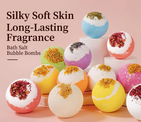 Dried Flower Bubble Bath Bomb – 100g Floating Bubble Ball with Essential Oils & Bath Salt