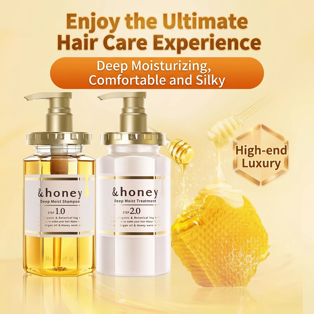 &honey Japanese Honey Shampoo & Treatment – Deep Moist & Color Care (440–445 ml)