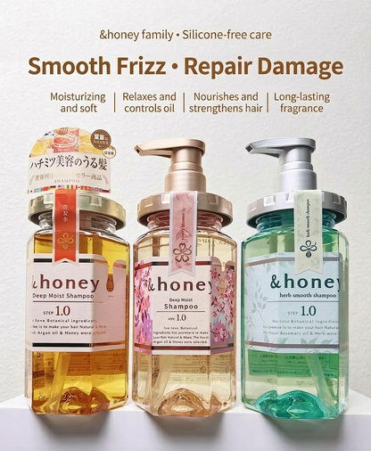 &honey Japanese Honey Shampoo & Treatment – Deep Moist & Color Care (440–445 ml)