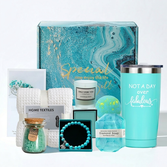 Blue Spa Birthday Gift Box – 6‑Piece Relaxation & Self‑Care Set for Mom & Her
