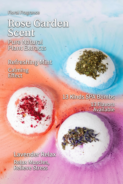 Dried Flower Bubble Bath Bomb – 100g Floating Bubble Ball with Essential Oils & Bath Salt