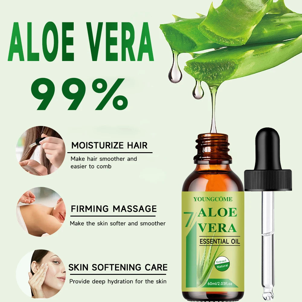 YOUNGCOME Aloe vera essential oil Anti Aging Firming Skin Face Moisturizing Relaxing Massage Oil Hair Repair Skin Care Body Oil