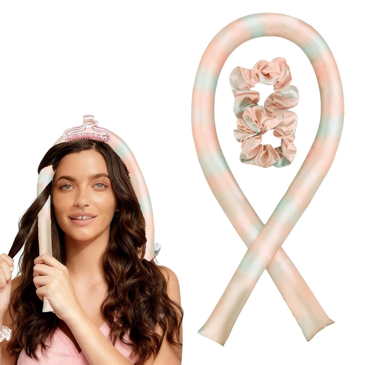 No-Heat Satin Curling Set – Handmade Wave & U-Shaped Hair Curler