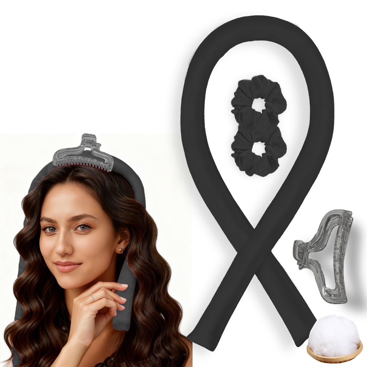 No-Heat Satin Hair Curler Set – Heatless Waves & U‑Shaped Curls, view 29