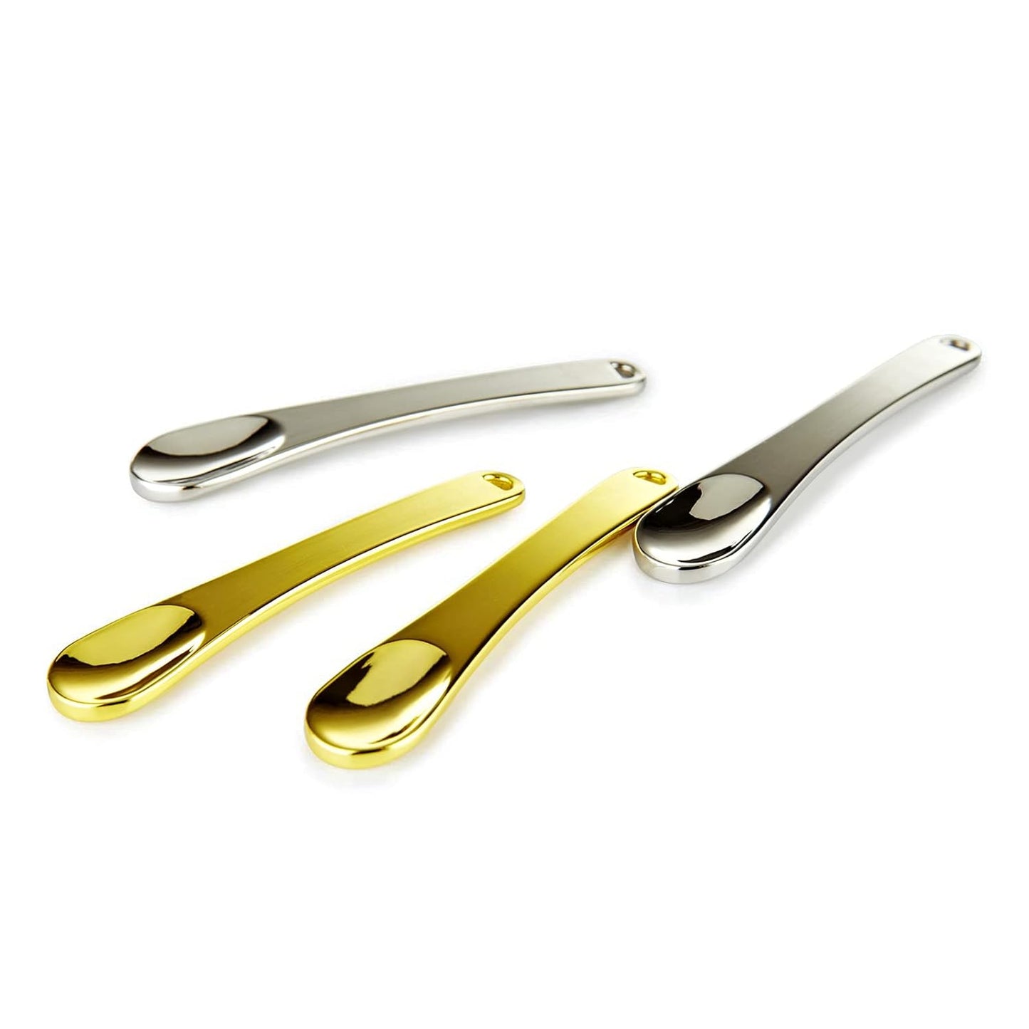 4-Pack Professional Metal Makeup Spatula Set - Mini Spoons and Beauty Scoops for Facial Cosmetics and Face Masks (Silver & Gold)