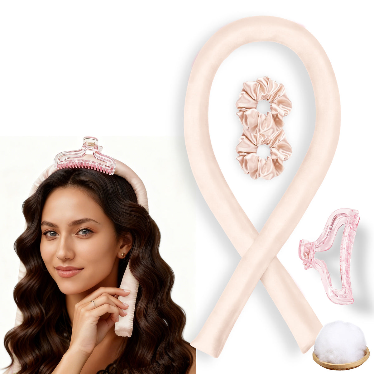 No-Heat Satin Hair Curler Set – Heatless Waves & U‑Shaped Curls, view 26