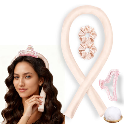 No-Heat Satin Curling Set – Handmade Wave & U-Shaped Hair Curler